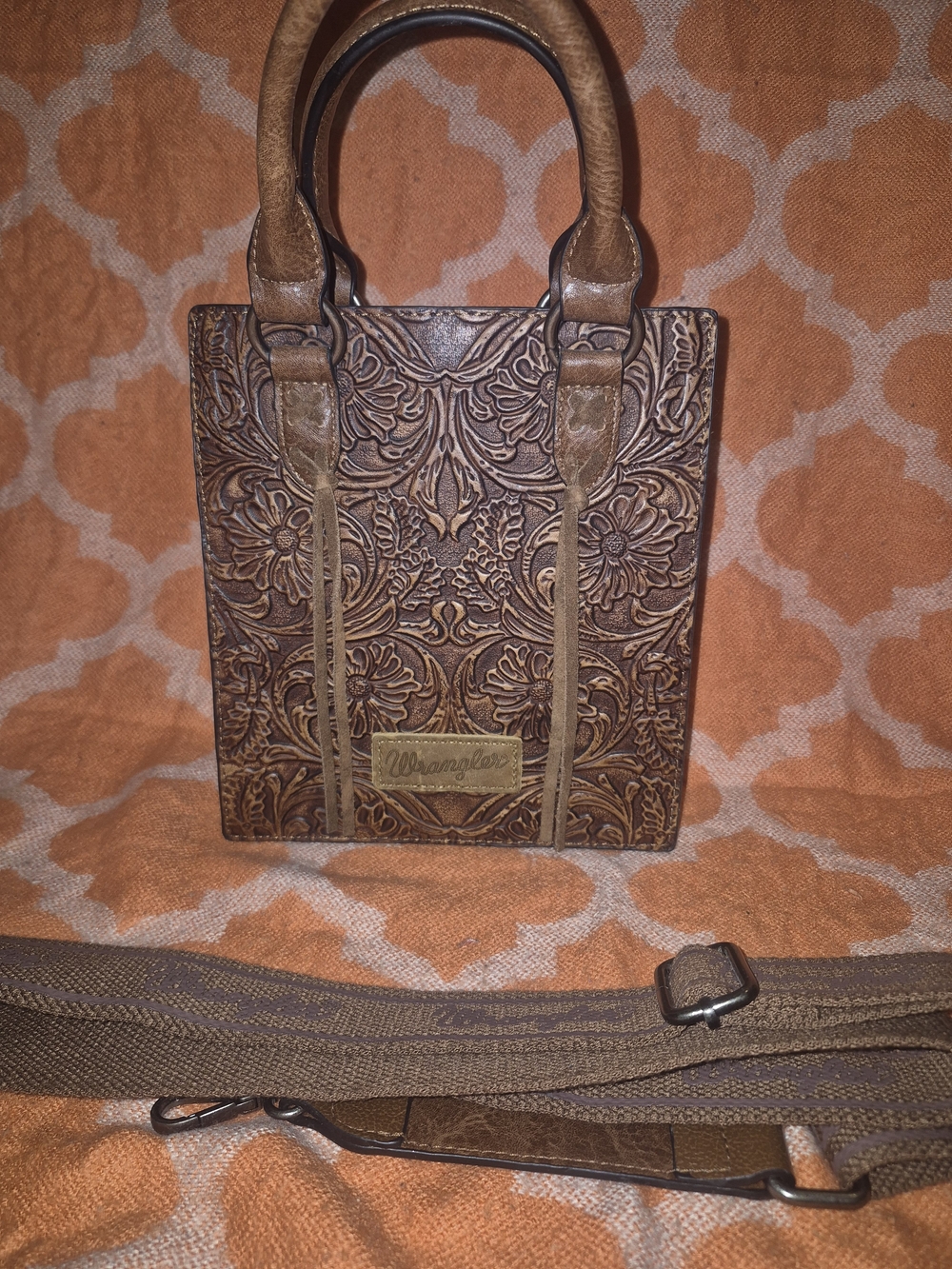 Wrangler Brown Tooled Leather Women's Handbag